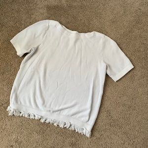 Ann Taylor light blue knit top with fringe